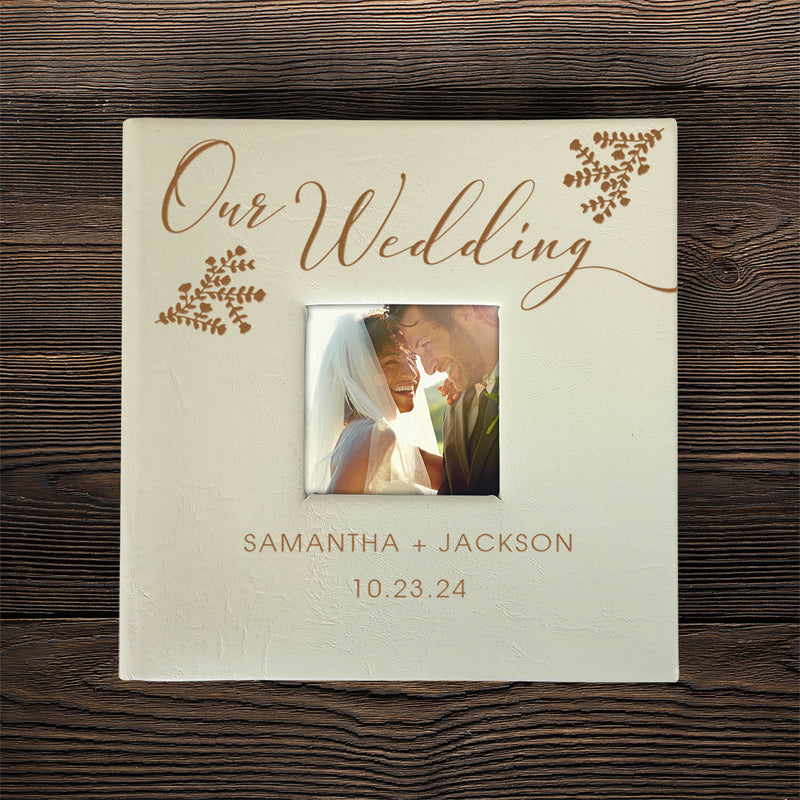 Personalized Our Wedding CREAM Leatherette Photo Album