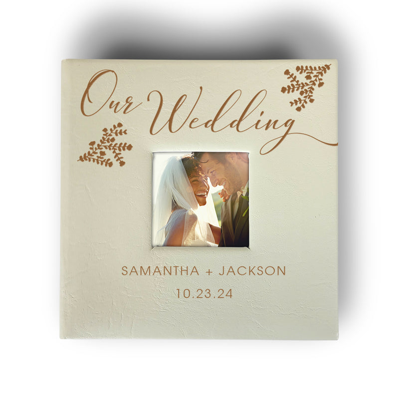 Personalized Our Wedding CREAM Leatherette Photo Album