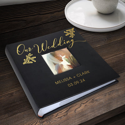 Personalized Our Wedding BLACK Leatherette Photo Album