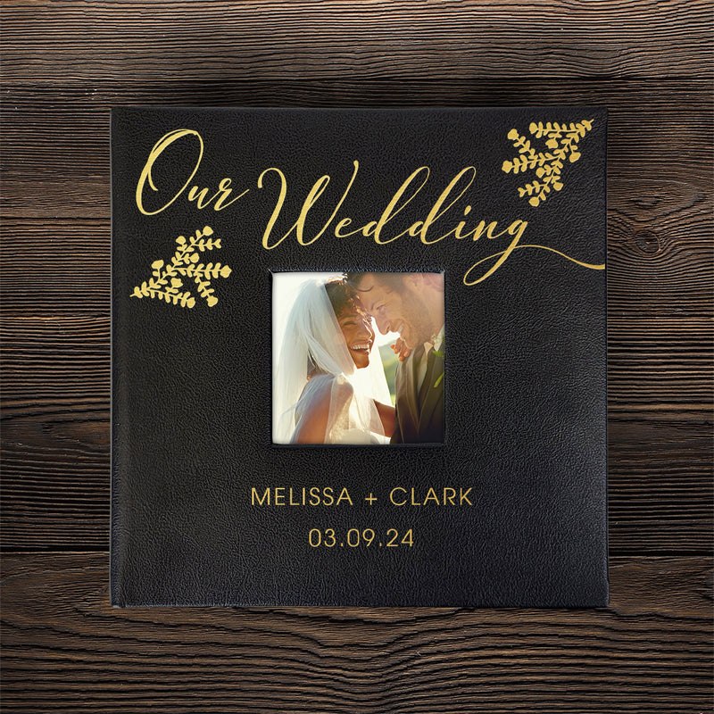 Personalized Our Wedding BLACK Leatherette Photo Album