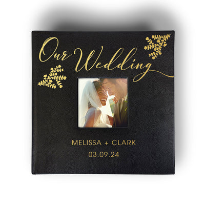 Personalized Our Wedding BLACK Leatherette Photo Album