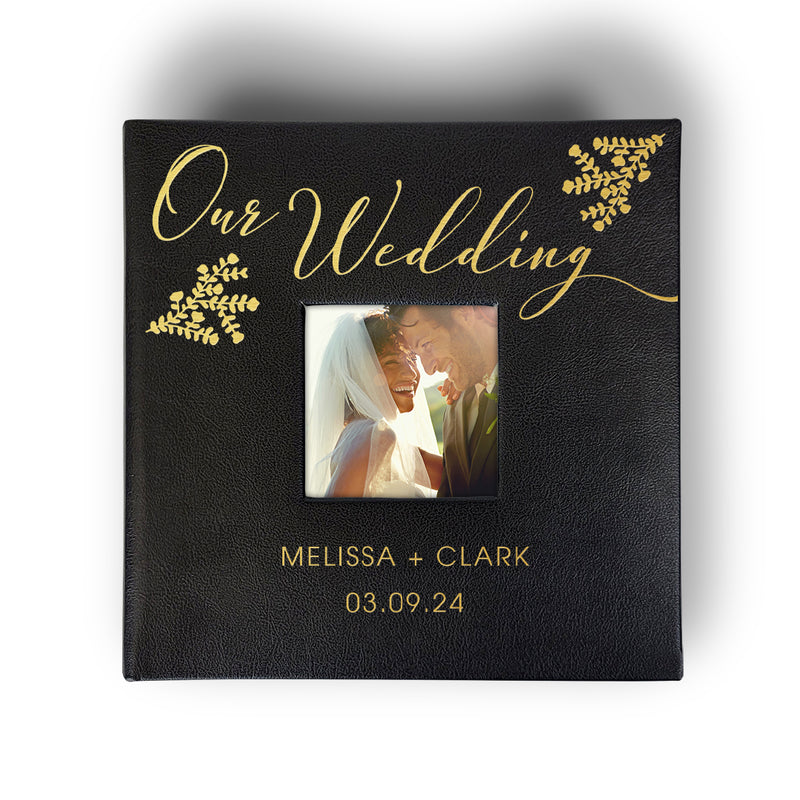 Personalized Our Wedding BLACK Leatherette Photo Album