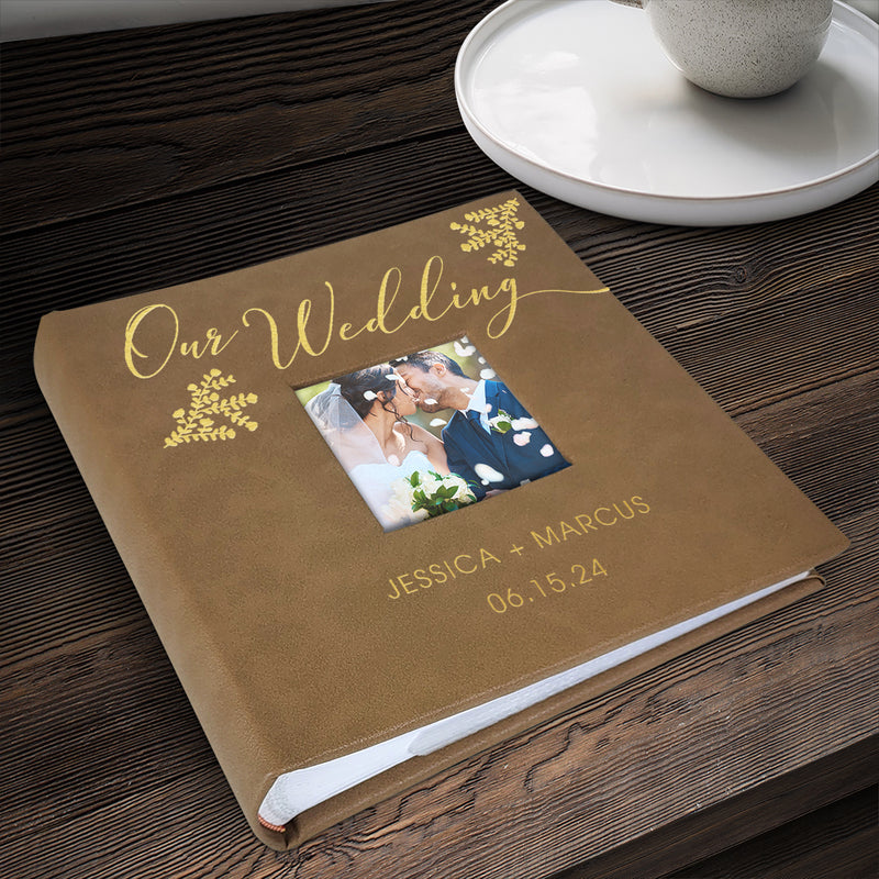 Personalized Our Wedding BROWN Leatherette Photo Album