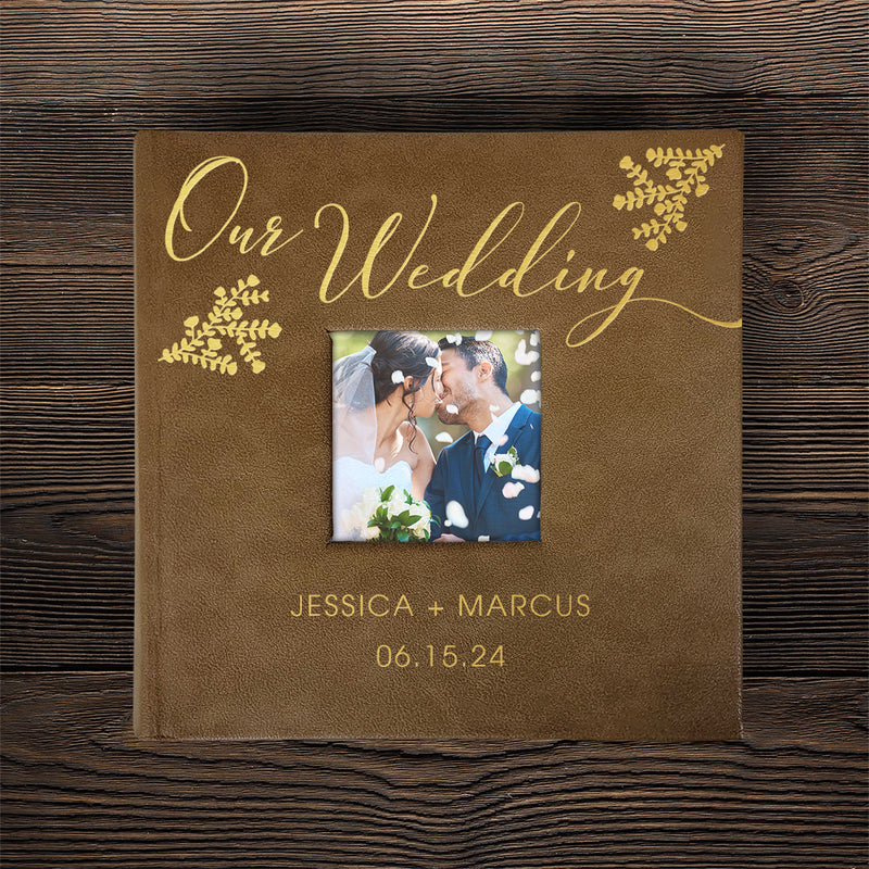 Personalized Our Wedding BROWN Leatherette Photo Album