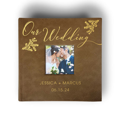 Personalized Our Wedding BROWN Leatherette Photo Album