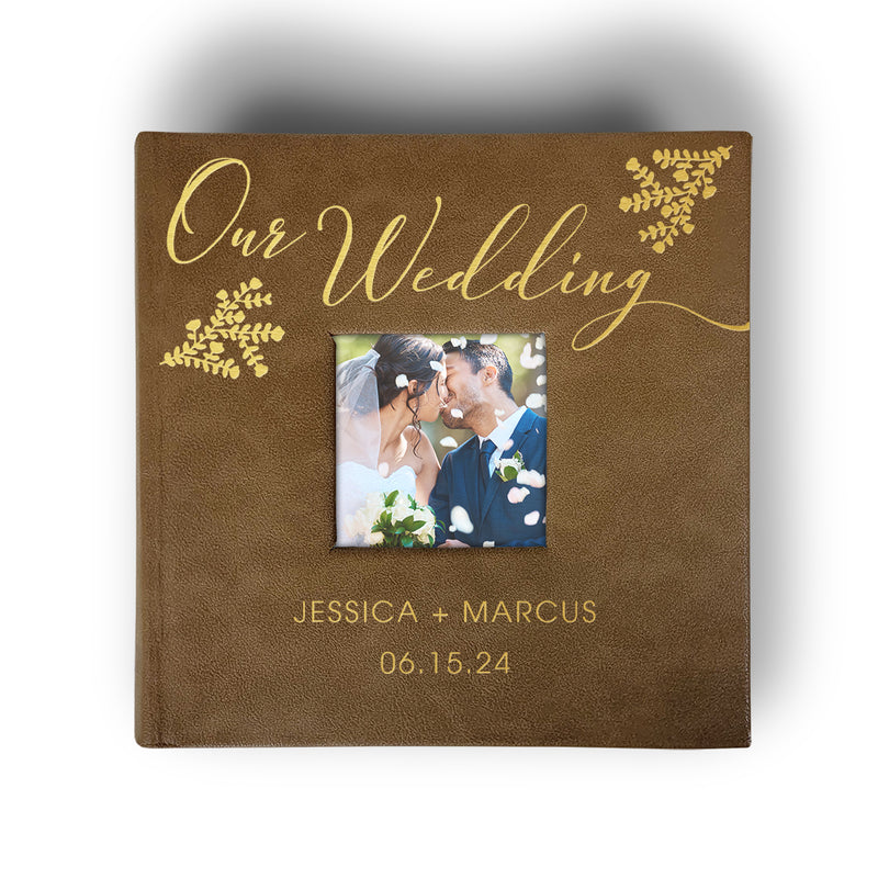 Personalized Our Wedding BROWN Leatherette Photo Album