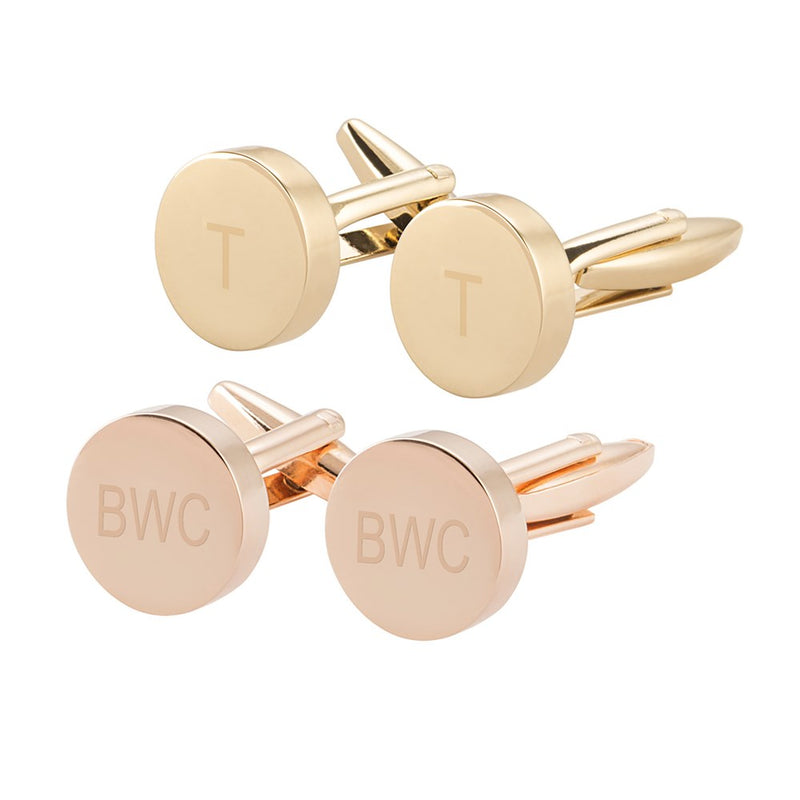 Personalized Engraved Initials Round Cufflinks