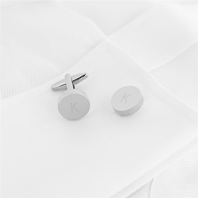 Personalized Engraved Initials Round Cufflinks