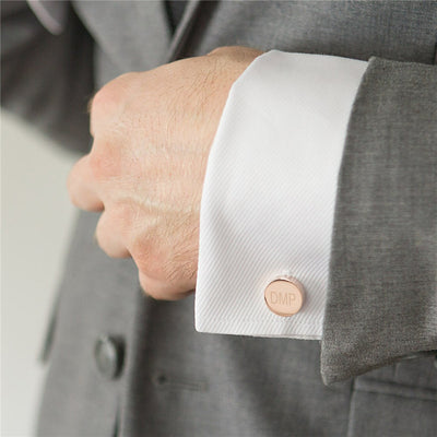 Personalized Engraved Initials Round Cufflinks