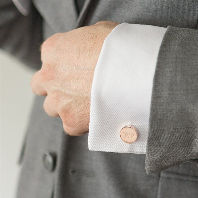 Personalized Engraved Initials Round Cufflinks