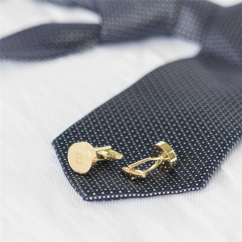 Personalized Engraved Initials Round Cufflinks