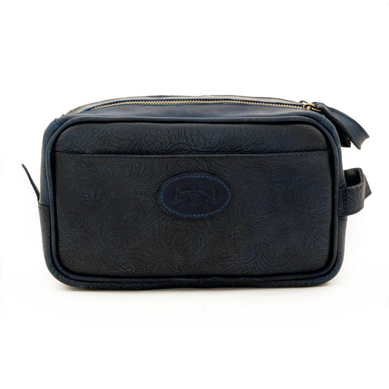 Tooled Leather Toiletry Wash Bag
