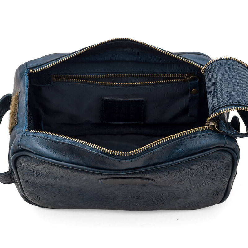 Tooled Leather Toiletry Wash Bag
