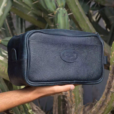 Tooled Leather Toiletry Wash Bag