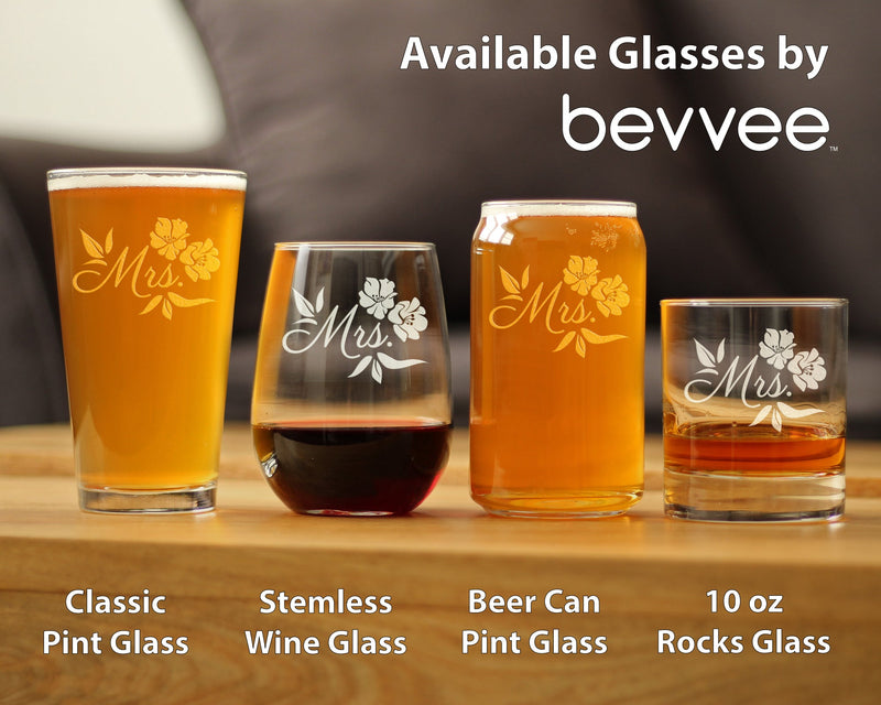 Mrs. Beer Can Pint Glass