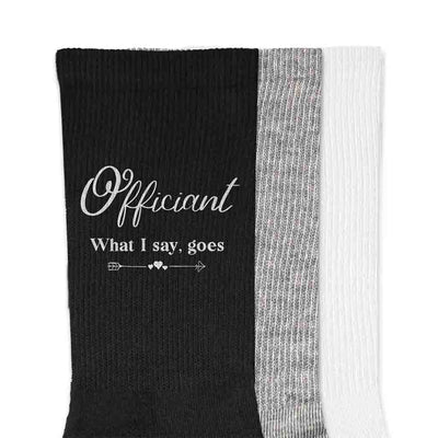 Wedding Party Socks with a Fun Saying for the Officiant