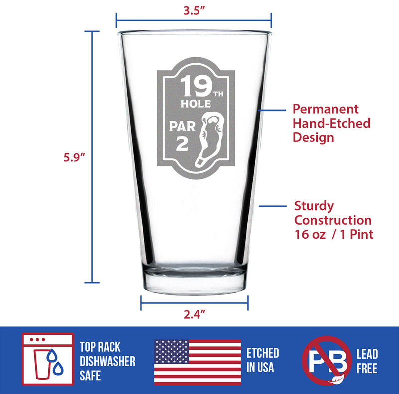 19th Hole Sign - 16 Ounce Pint Glass