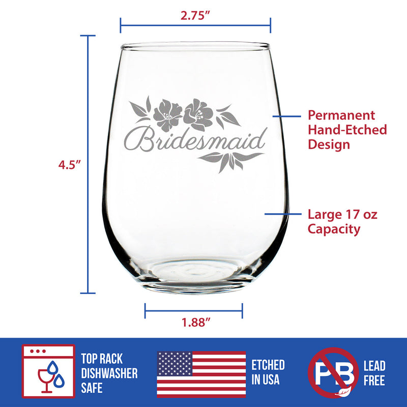 Bridesmaid Stemless Wine Glass