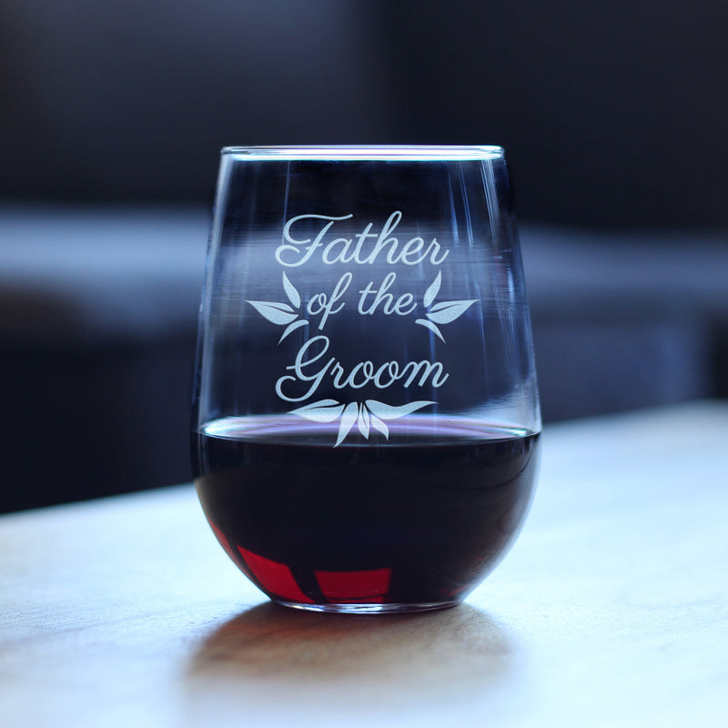 Father of the Groom Stemless Wine Glass