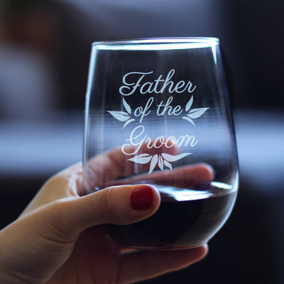Father of the Groom Stemless Wine Glass