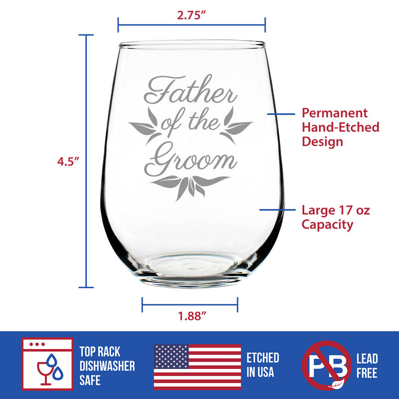 Father of the Groom Stemless Wine Glass
