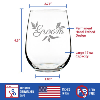 Groom Stemless Wine Glass