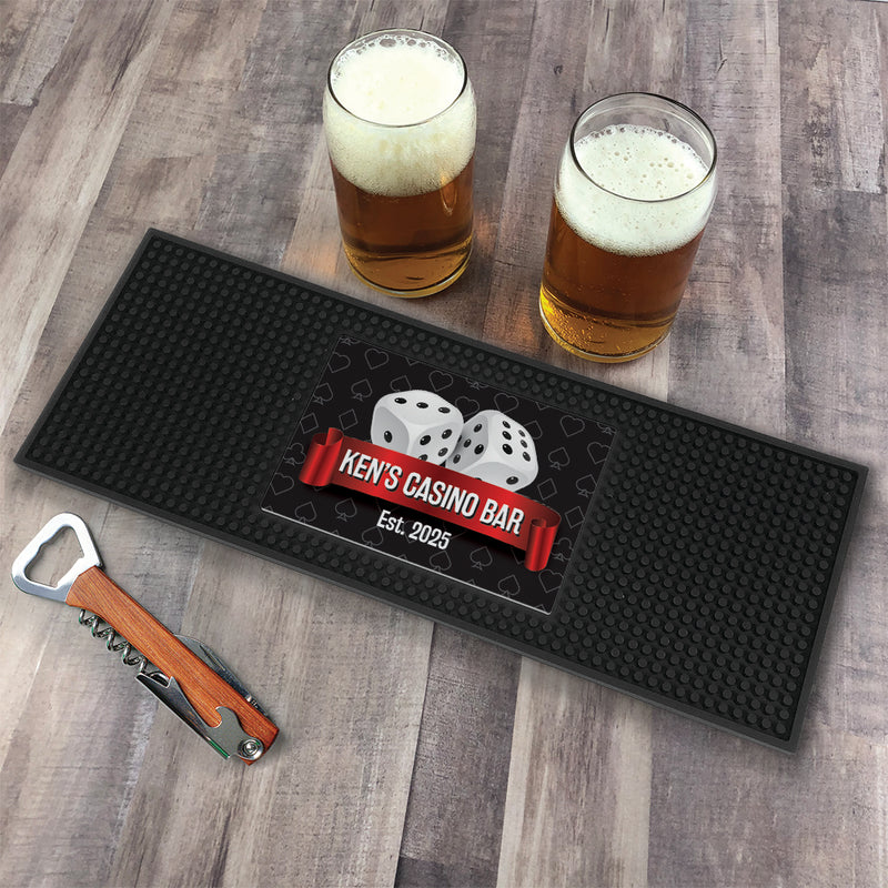 Personalized Dice with Banner Bar Mat