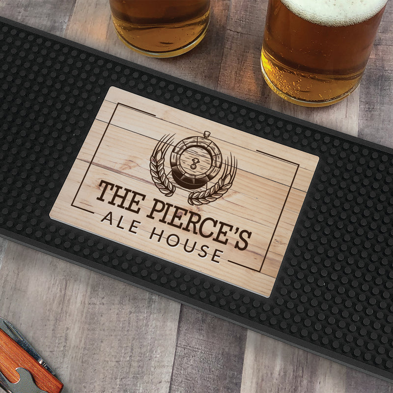 Personalized Wood background Alehouse Bar Mat