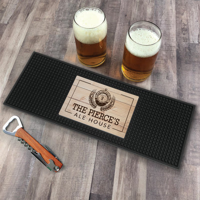 Personalized Wood background Alehouse Bar Mat