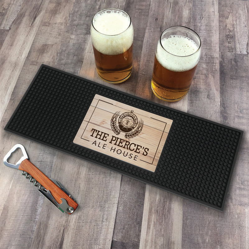 Personalized Wood background Alehouse Bar Mat
