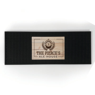 Personalized Wood background Alehouse Bar Mat