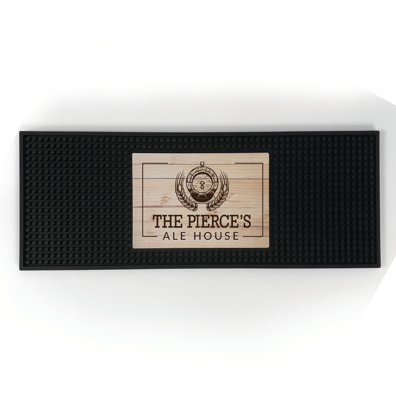 Personalized Wood background Alehouse Bar Mat
