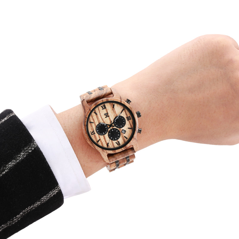 Breiler Zebrawood Chronograph Watch