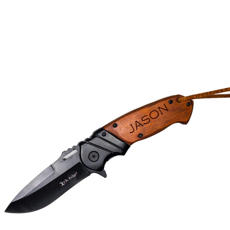 Personalized Brown Pakkawood Handle Pocket Knife