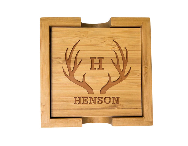 Personalized Groomsmen Bamboo Coaster Set