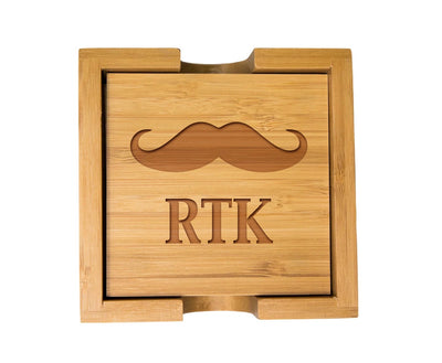 Personalized Groomsmen Bamboo Coaster Set