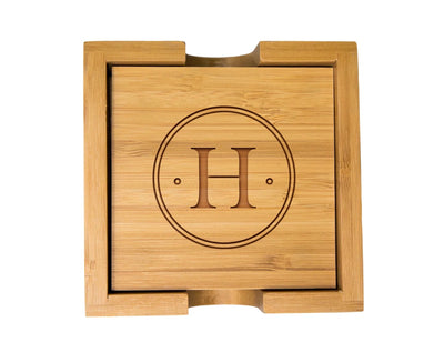 Personalized Groomsmen Bamboo Coaster Set