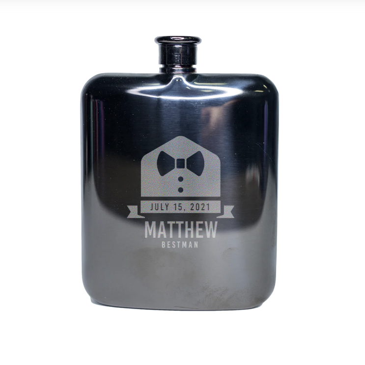 Personalized 5 oz. Square Round Hip Flask