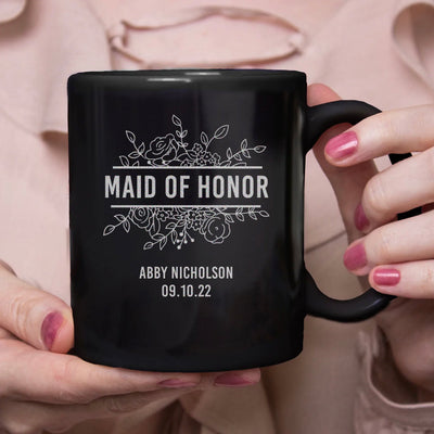 Personalized Bridesmaid Black Coffee Mug