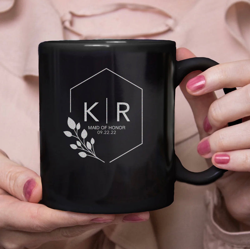 Personalized Bridesmaid Black Coffee Mug