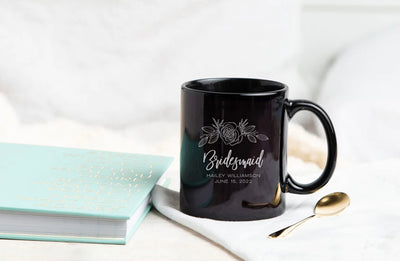 Personalized Bridesmaid Black Coffee Mug