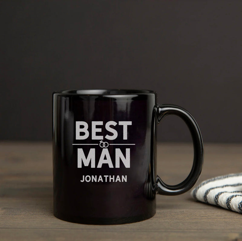 Personalized Groomsmen Black Coffee Mug