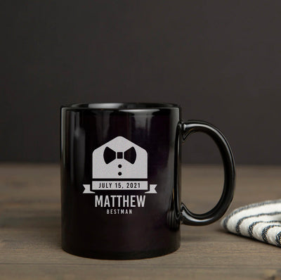 Personalized Groomsmen Black Coffee Mug