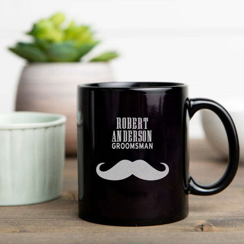 Personalized Groomsmen Black Coffee Mug