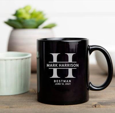 Personalized Groomsmen Black Coffee Mug