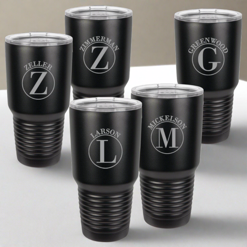 Groomsmen Gift Set of 5 Personalized Black 30 oz Tumblers