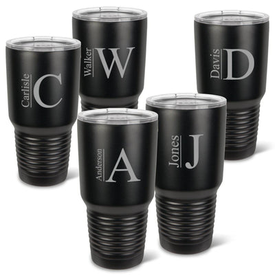 Groomsmen Gift Set of 5 Personalized Black 30 oz Tumblers