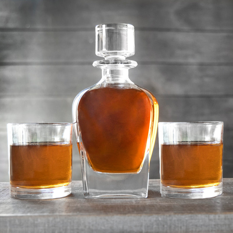 Personalized Baron Groomsman Whiskey Decanter Set with 2 Lowball Glasses