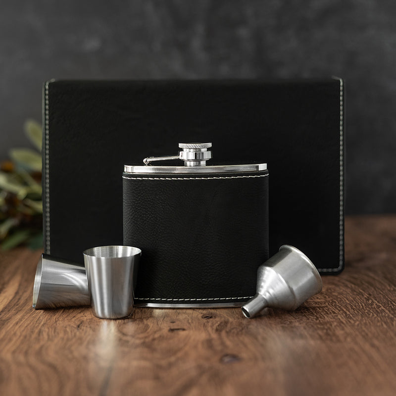 Personalized Black Flask Gift Set