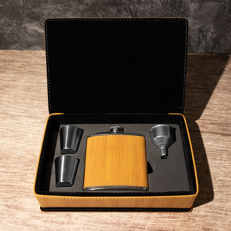Personalized Bamboo Flask Set